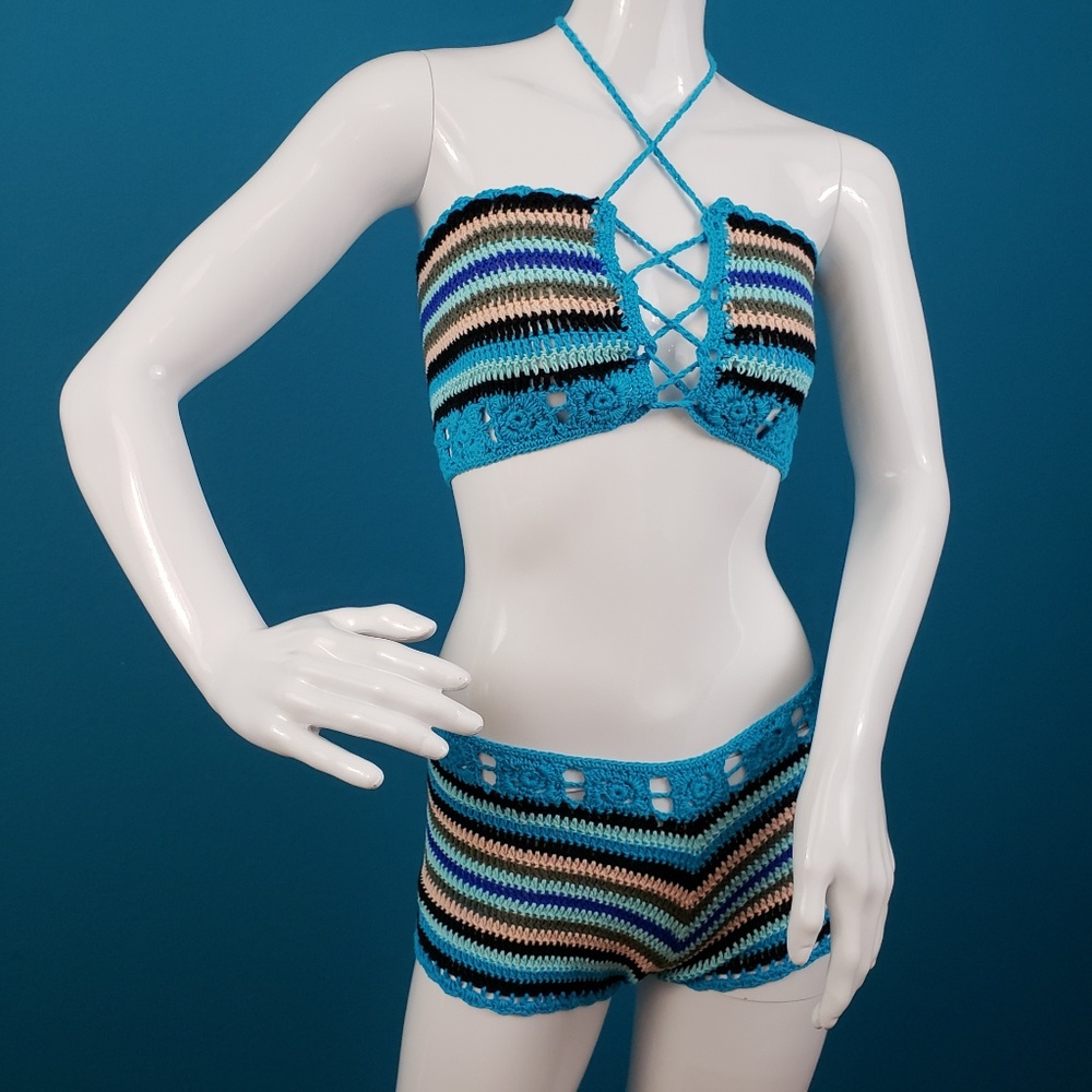 🆕️🌴🌊 BEADCHICA Crochet Bikini Swimsuit Set // (NWT)